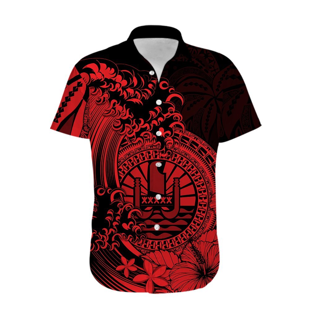 Polynesian Tahiti Island Hawaiian Shirt The Wave of Water - Red LT9 - Polynesian Pride