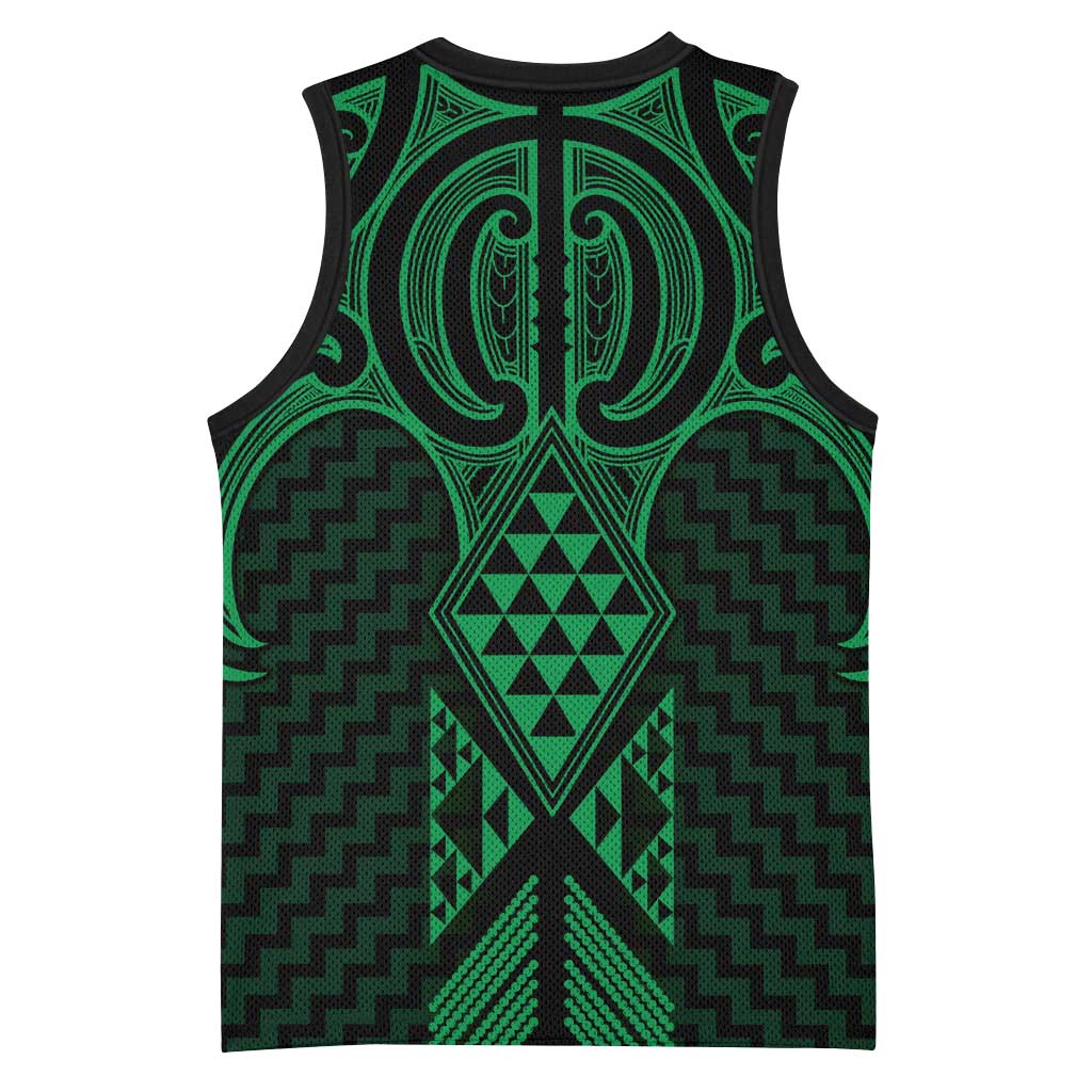 Kakariki Maori Ta Moko Poutama Art Basketball Jersey - Polynesian Pride