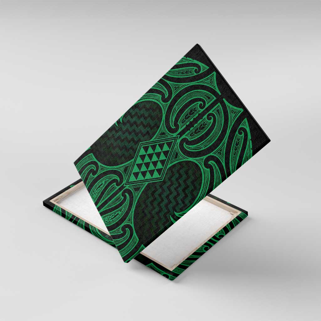 Kakariki Maori Ta Moko Poutama Art Canvas Wall Art LT9 With Frame Green - Polynesian Pride