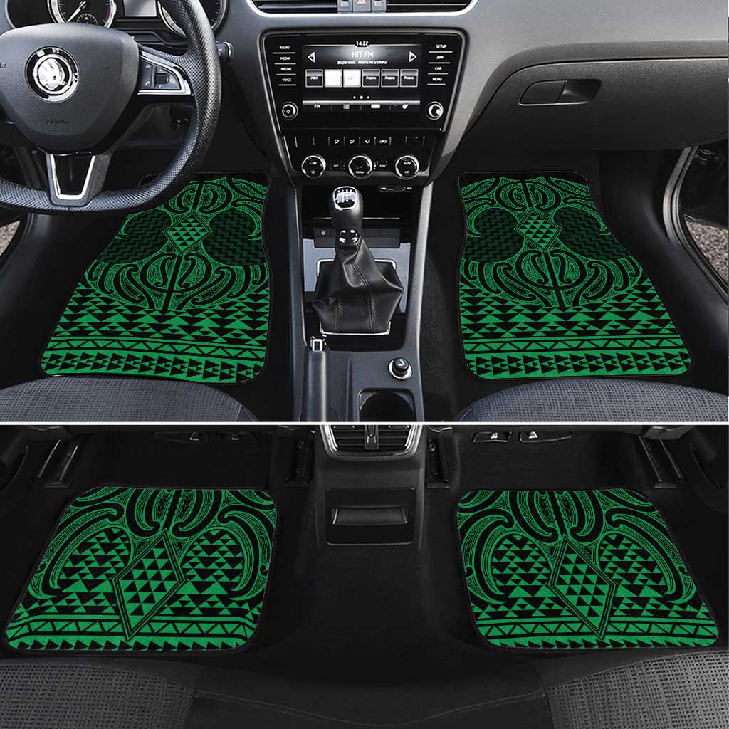 Kakariki Maori Ta Moko Poutama Art Car Mats LT9 Set 4pcs Green - Polynesian Pride