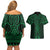 Kakariki Maori Ta Moko Poutama Art Couples Matching Off Shoulder Short Dress and Hawaiian Shirt