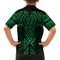 Kakariki Maori Ta Moko Poutama Art Family Matching Long Sleeve Bodycon Dress and Hawaiian Shirt