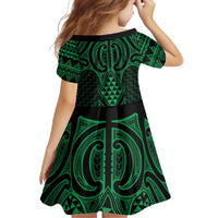 Kakariki Maori Ta Moko Poutama Art Family Matching Long Sleeve Bodycon Dress and Hawaiian Shirt