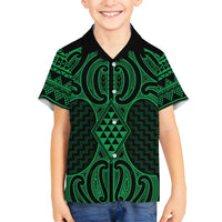 Kakariki Maori Ta Moko Poutama Art Family Matching Puletasi and Hawaiian Shirt