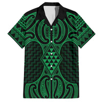 Kakariki Maori Ta Moko Poutama Art Family Matching Summer Maxi Dress and Hawaiian Shirt