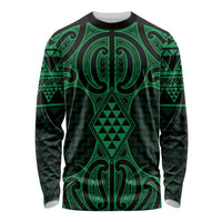Kakariki Maori Ta Moko Poutama Art Long Sleeve Shirt LT9 Unisex Green - Polynesian Pride