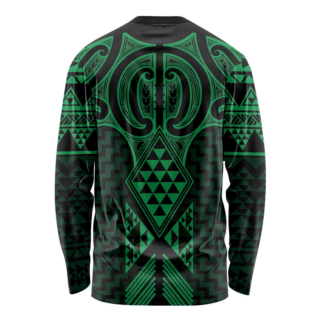 Kakariki Maori Ta Moko Poutama Art Long Sleeve Shirt LT9 - Polynesian Pride