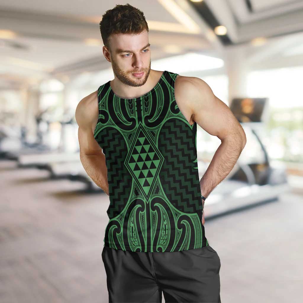 Kakariki Maori Ta Moko Poutama Art Men Tank Top LT9 Green - Polynesian Pride