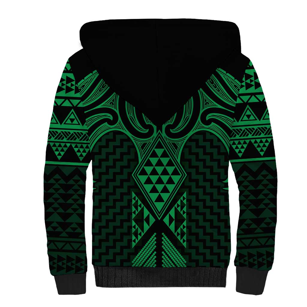 Kakariki Maori Ta Moko Poutama Art Sherpa Hoodie LT9 - Polynesian Pride