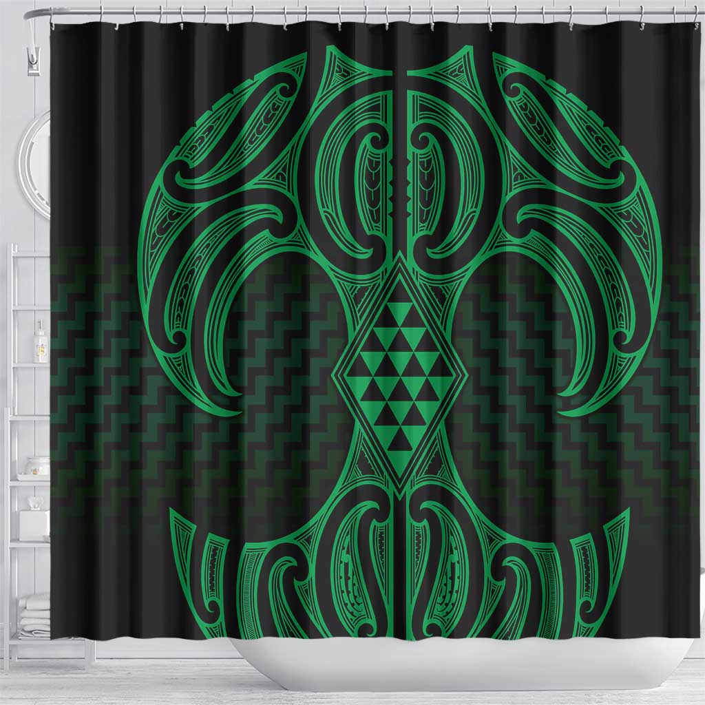 Kakariki Maori Ta Moko Poutama Art Shower Curtain