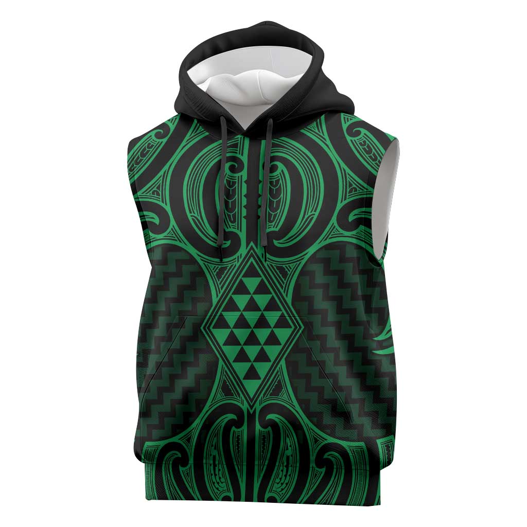 Kakariki Maori Ta Moko Poutama Art Sleeveless Hoodie - Polynesian Pride