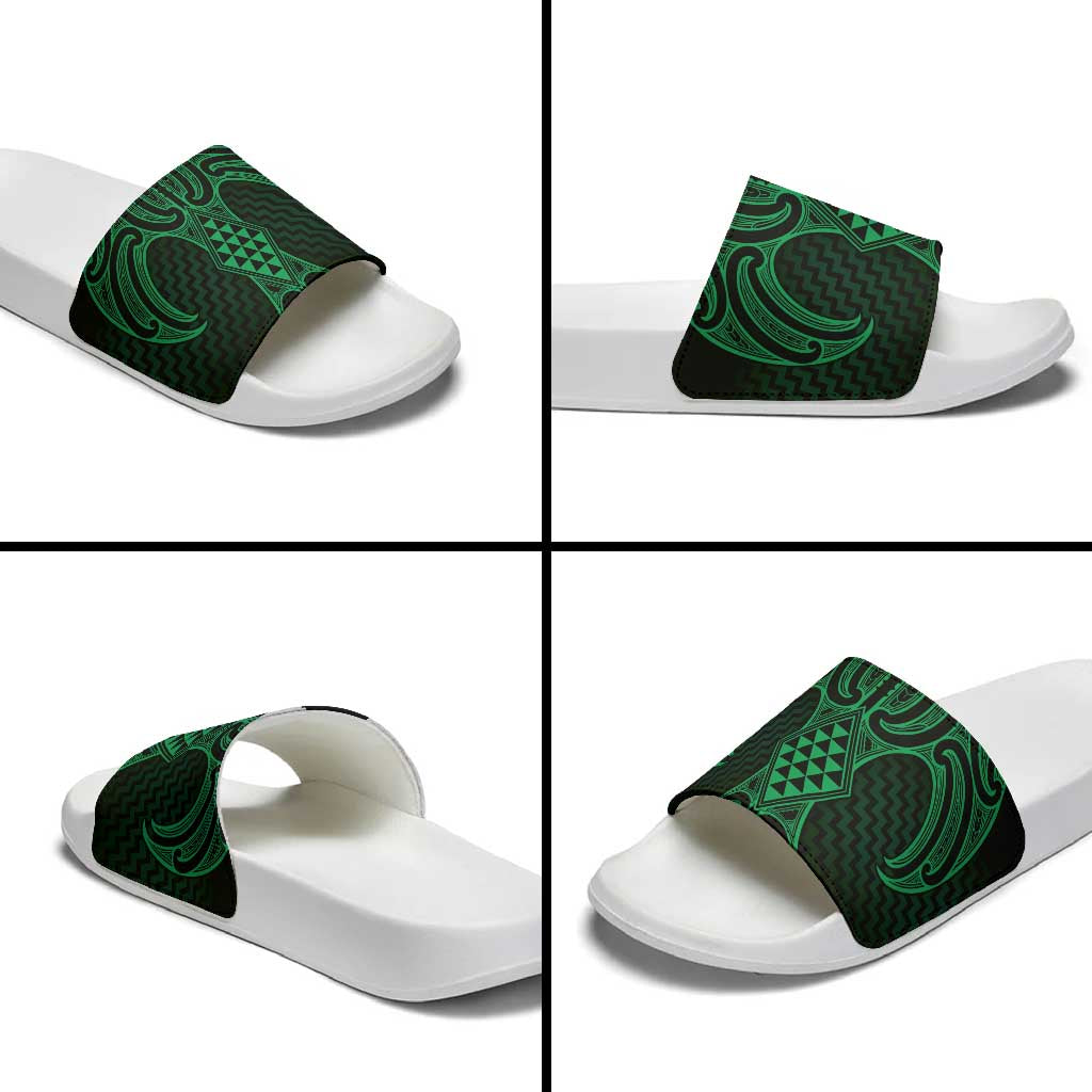Kakariki Maori Ta Moko Poutama Art Slide Sandals - Polynesian Pride