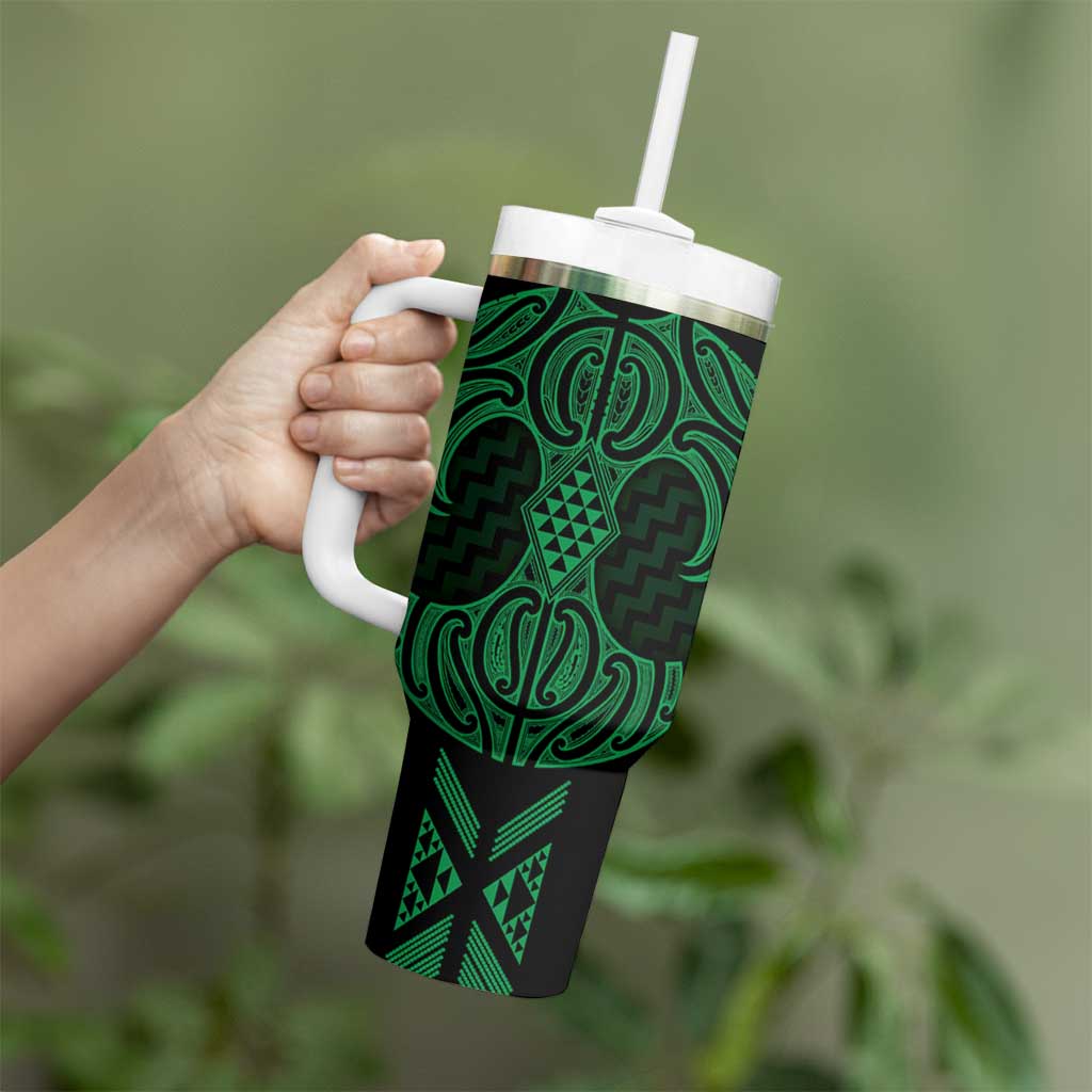 Kakariki Maori Ta Moko Poutama Art Tumbler With Handle