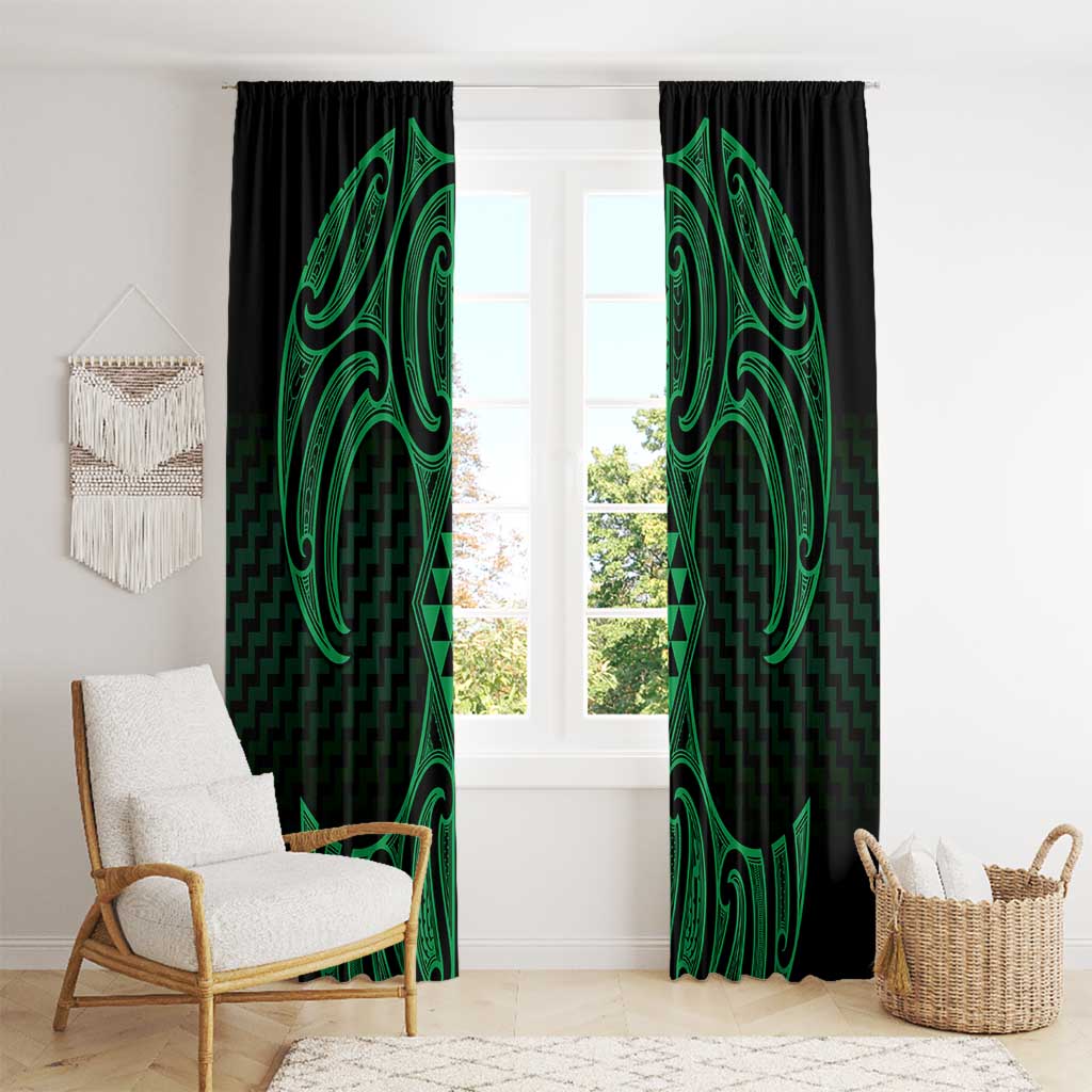 Kakariki Maori Ta Moko Poutama Art Window Curtain