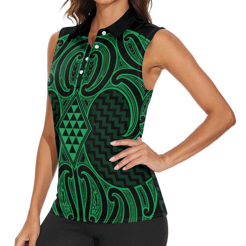Kakariki Maori Ta Moko Poutama Art Women Sleeveless Polo Shirt