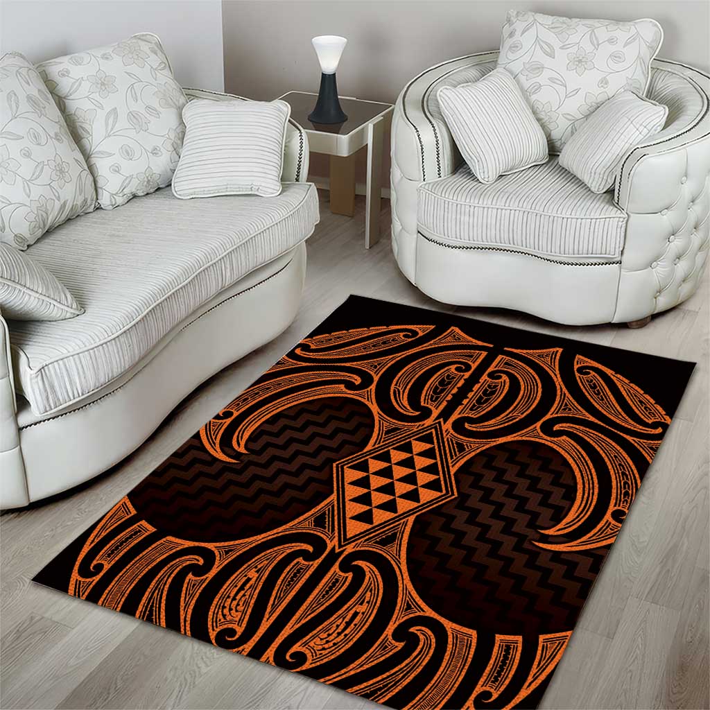 Karaka Maori Ta Moko Poutama Art Area Rug