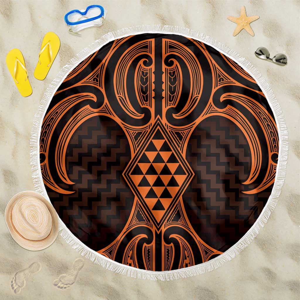 Karaka Maori Ta Moko Poutama Art Beach Blanket LT9 One Size 150cm Gold - Polynesian Pride