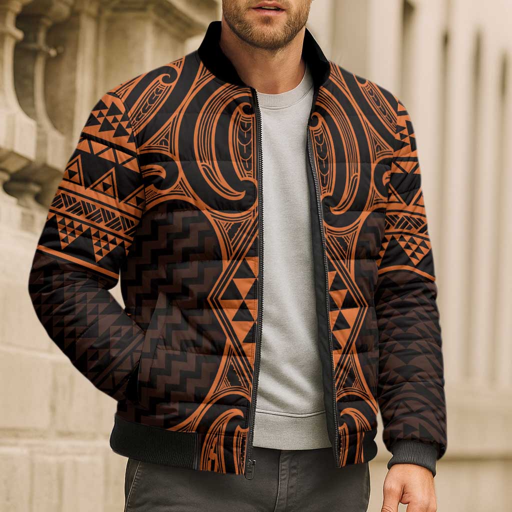 Karaka Maori Ta Moko Poutama Art Bomber Puffer Jacket - Polynesian Pride