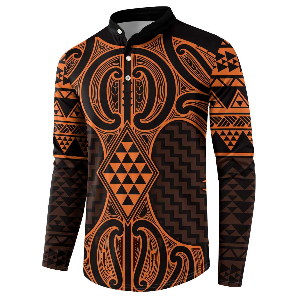 Karaka Maori Ta Moko Poutama Art Button Sweatshirt LT9 - Polynesian Pride