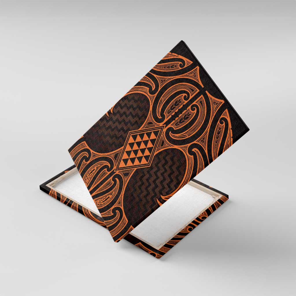 Karaka Maori Ta Moko Poutama Art Canvas Wall Art LT9 With Frame Gold - Polynesian Pride