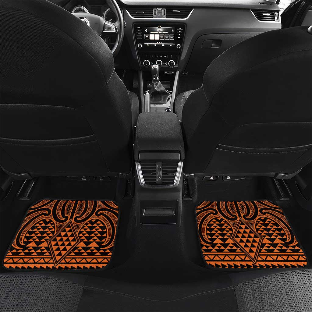 Karaka Maori Ta Moko Poutama Art Car Mats LT9 Set 2pcs - Back Gold - Polynesian Pride