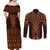 Karaka Maori Ta Moko Poutama Art Couples Matching Off Shoulder Maxi Dress and Long Sleeve Button Shirt