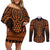Karaka Maori Ta Moko Poutama Art Couples Matching Off Shoulder Short Dress and Long Sleeve Button Shirt