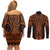 Karaka Maori Ta Moko Poutama Art Couples Matching Off Shoulder Short Dress and Long Sleeve Button Shirt