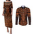 Karaka Maori Ta Moko Poutama Art Couples Matching Puletasi and Long Sleeve Button Shirt