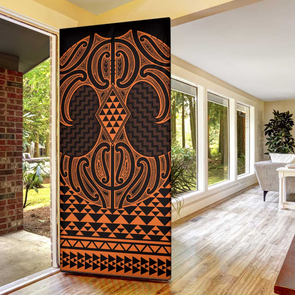 Karaka Maori Ta Moko Poutama Art Door Cover - Polynesian Pride