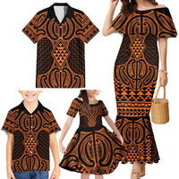 Karaka Maori Ta Moko Poutama Art Family Matching Mermaid Dress and Hawaiian Shirt