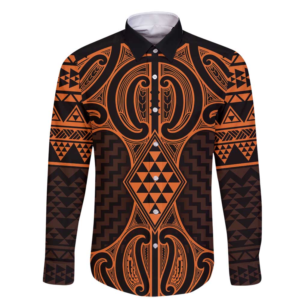 Karaka Maori Ta Moko Poutama Art Family Matching Off Shoulder Maxi Dress and Hawaiian Shirt