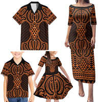 Karaka Maori Ta Moko Poutama Art Family Matching Puletasi and Hawaiian Shirt