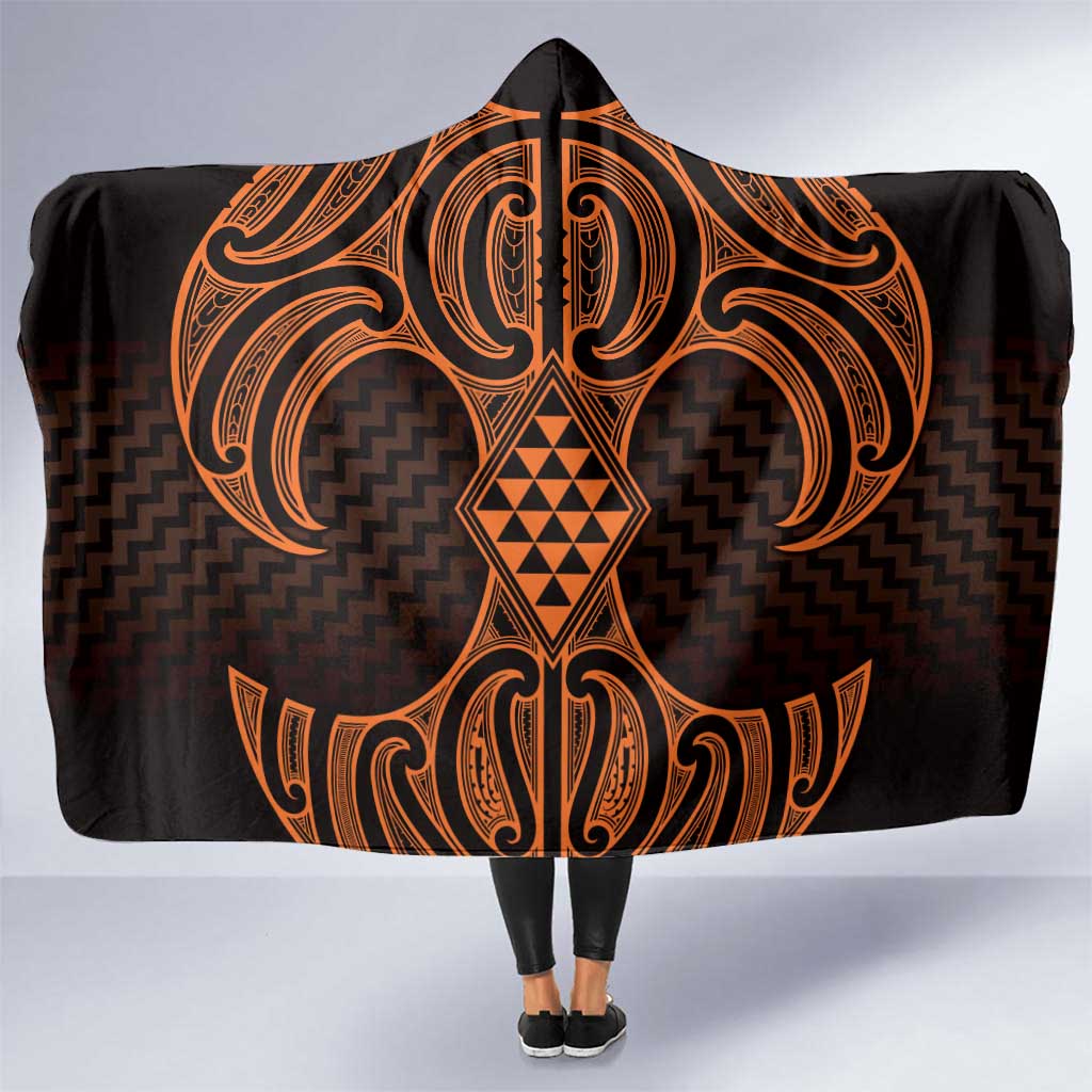 Karaka Maori Ta Moko Poutama Art Hooded Blanket LT9 One Size Gold - Polynesian Pride