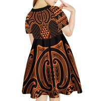 Karaka Maori Ta Moko Poutama Art Kid Short Sleeve Dress LT9 - Polynesian Pride