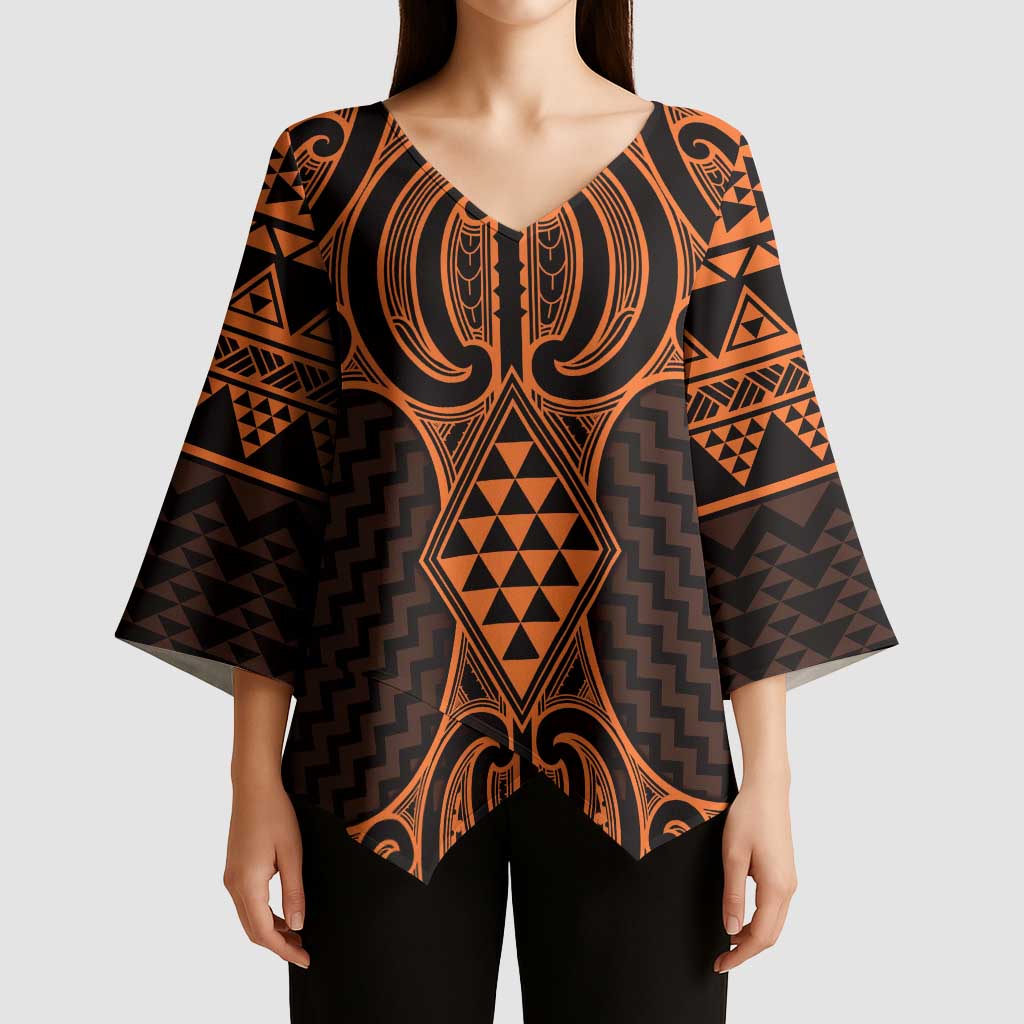 Karaka Maori Ta Moko Poutama Art Kimono Sleeve Blouse - Polynesian Pride
