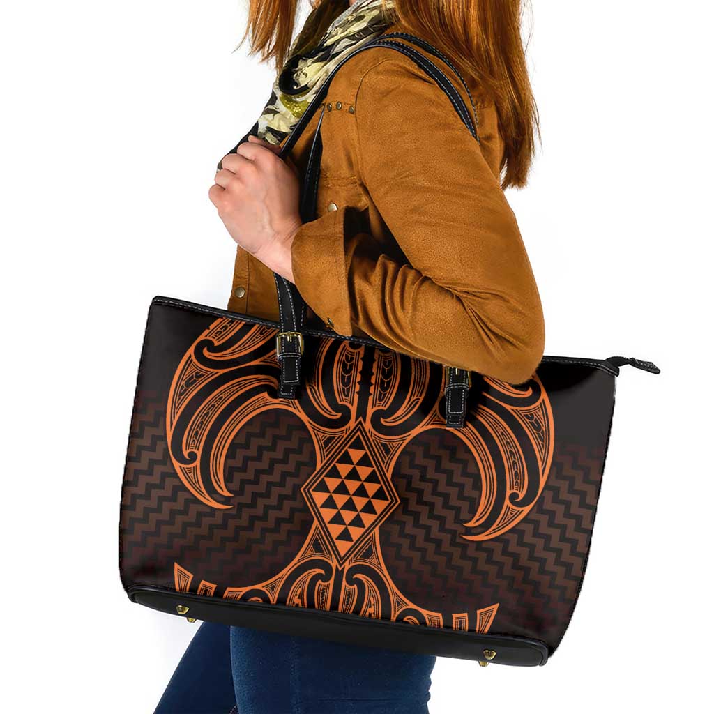 Karaka Maori Ta Moko Poutama Art Leather Tote Bag