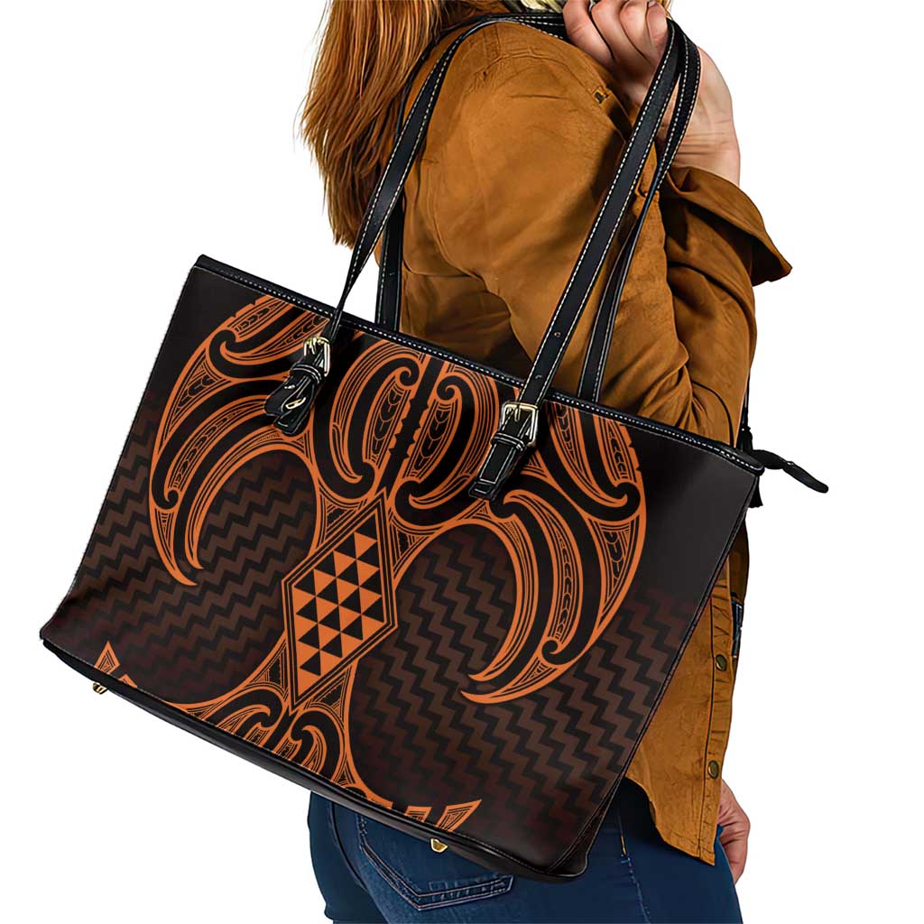 Karaka Maori Ta Moko Poutama Art Leather Tote Bag