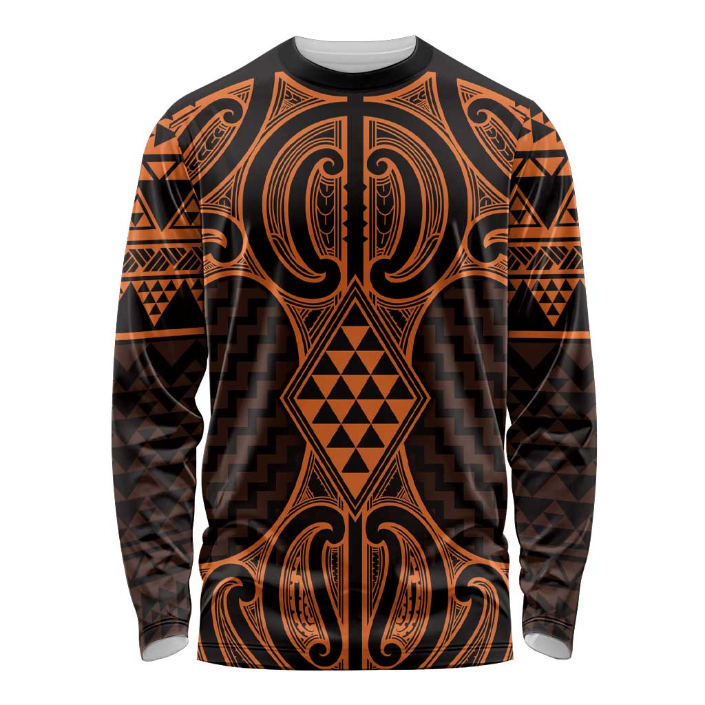 Karaka Maori Ta Moko Poutama Art Long Sleeve Shirt LT9 Unisex Gold - Polynesian Pride