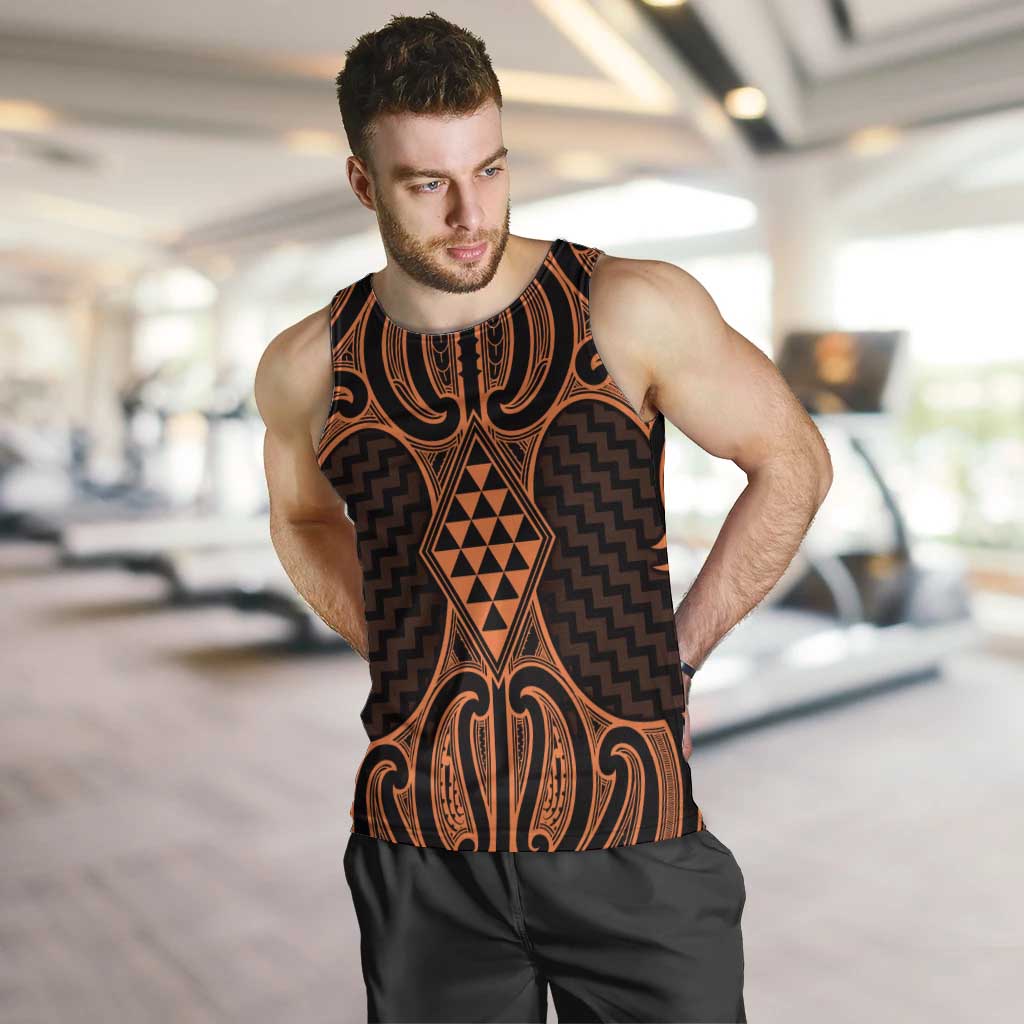 Karaka Maori Ta Moko Poutama Art Men Tank Top LT9 Gold - Polynesian Pride