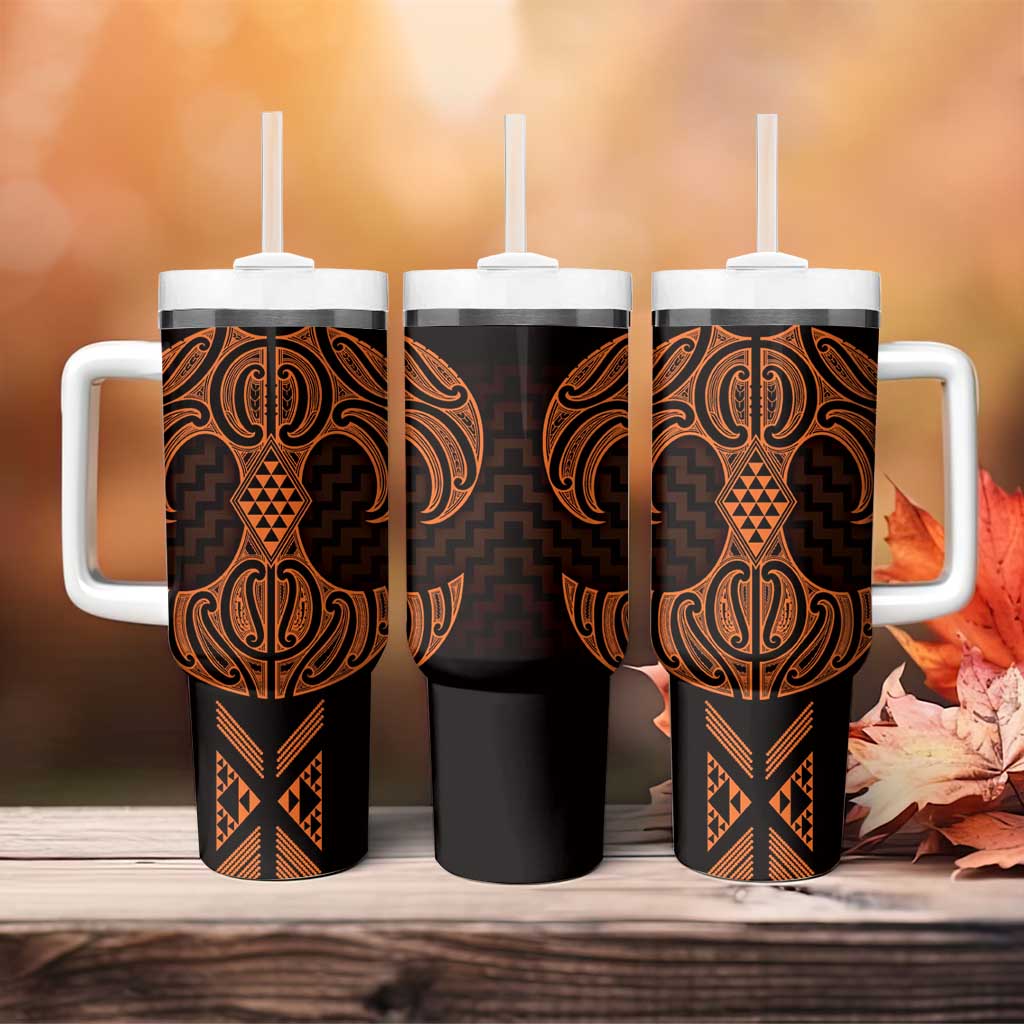 Karaka Maori Ta Moko Poutama Art Tumbler With Handle