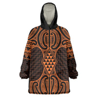 Karaka Maori Ta Moko Poutama Art Wearable Blanket Hoodie LT9 One Size Gold - Polynesian Pride