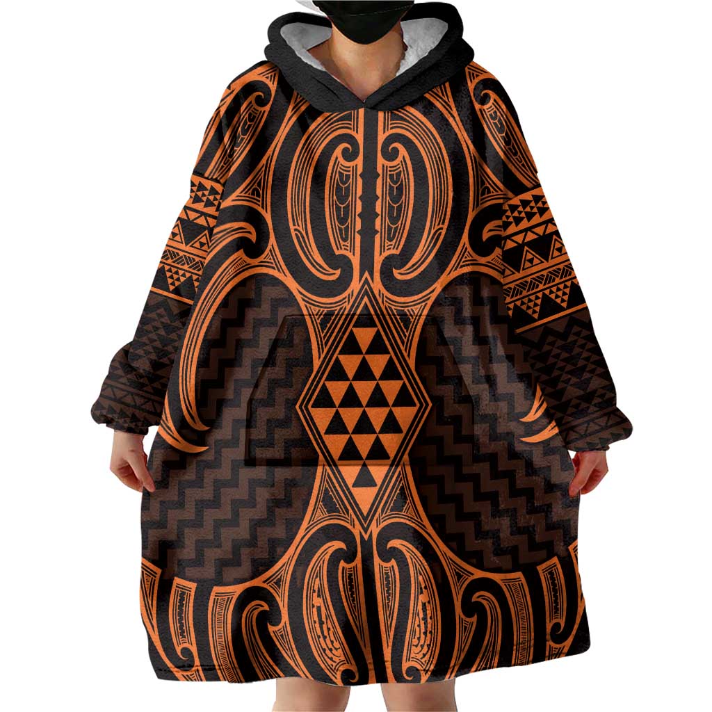 Karaka Maori Ta Moko Poutama Art Wearable Blanket Hoodie LT9 - Polynesian Pride