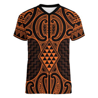 Karaka Maori Ta Moko Poutama Art Women V-Neck T-Shirt