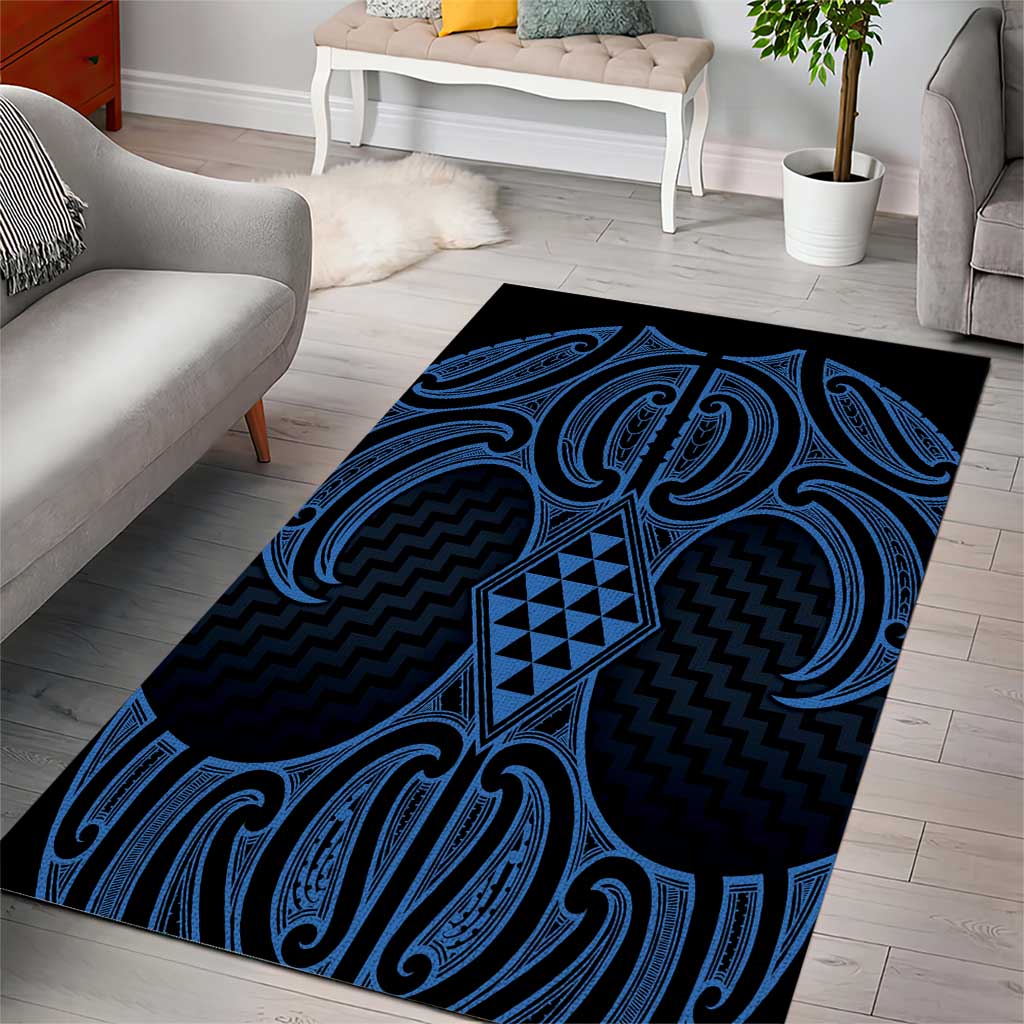 Kikorangi Maori Ta Moko Poutama Art Area Rug