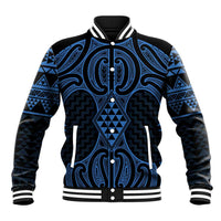 Kikorangi Maori Ta Moko Poutama Art Baseball Jacket LT9 Unisex Blue - Polynesian Pride
