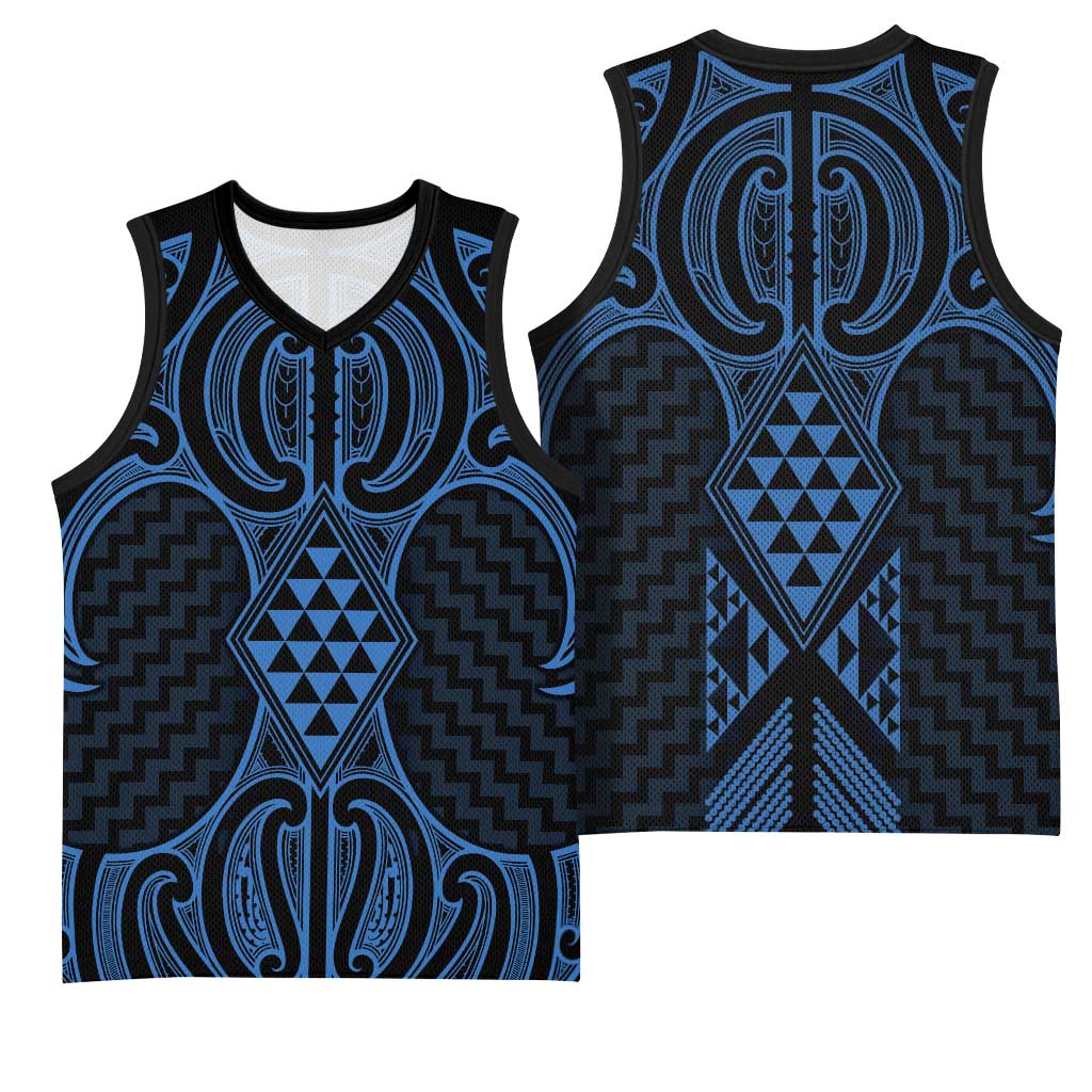 Kikorangi Maori Ta Moko Poutama Art Basketball Jersey - Polynesian Pride