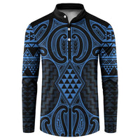 Kikorangi Maori Ta Moko Poutama Art Button Sweatshirt