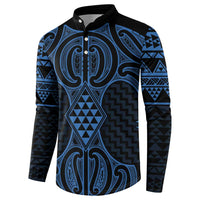 Kikorangi Maori Ta Moko Poutama Art Button Sweatshirt