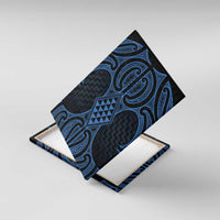 Kikorangi Maori Ta Moko Poutama Art Canvas Wall Art LT9 With Frame Blue - Polynesian Pride